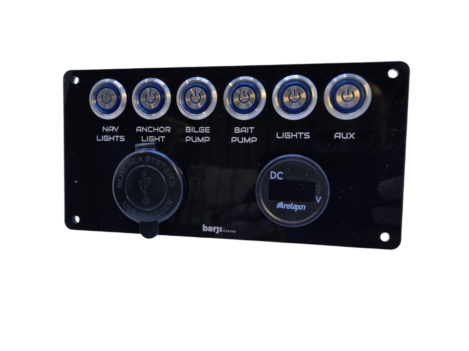 Standard 6 way back-lit switch panel with Volt meter & USB Charger - image 2